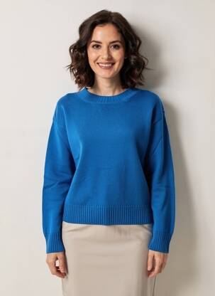 Pull stretch manches longues bleu MAX MARA femme