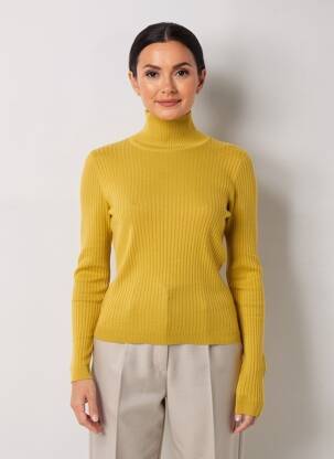 Pull stretch manches longues jaune MAX MARA femme