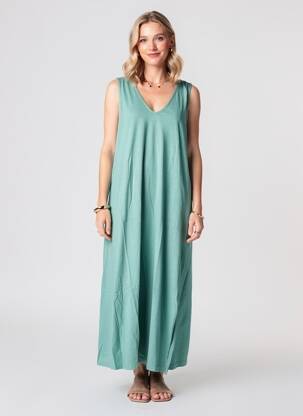 Robe longue sans manche sans manche vert MAISON ANJE femme