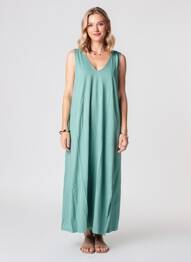 Robe longue sans manche sans manche vert MAISON ANJE femme
