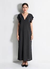 Robe longue manches courtes manches courtes noir LA FEE MARABOUTEE femme