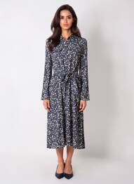 Robe mi-longue imprimé fantaisie manches longues bleu HARRIS WILSON femme