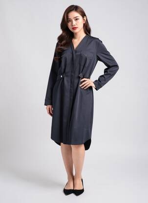 Robe mi-longue manches longues manches longues noir MOS MOSH femme