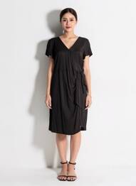 Robe mi-longue manches courtes manches courtes noir LOLA ESPELETA femme