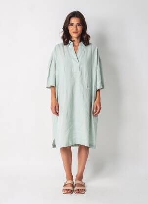Robe mi-longue manches courtes manches courtes vert HARRIS WILSON femme