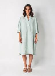 Robe mi-longue manches courtes manches courtes vert HARRIS WILSON femme