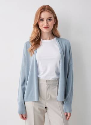 Gilet manches longues maille tricot bleu HARRIS WILSON femme