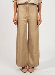 Pantalon flare fermeture zippée sous rabat avec crochet taille basse marron MAX MARA femme