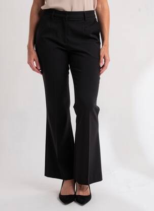 Pantalon flare fermeture zippée sous rabat avec crochet taille haute noir MAX MARA femme
