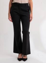 Pantalon flare fermeture zippée sous rabat avec crochet taille haute noir MAX MARA femme