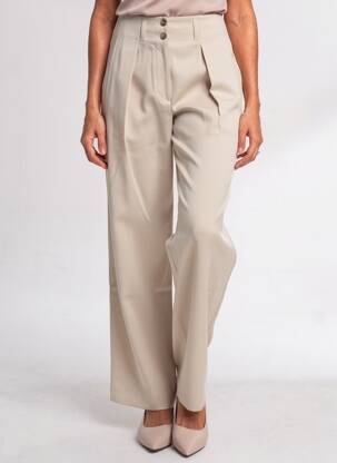 Pantalon droit taille à pinces taille haute beige WEEKEND MAXMARA femme
