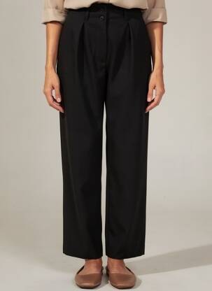 Pantalon droit taille à pinces taille haute noir WEEKEND MAXMARA femme