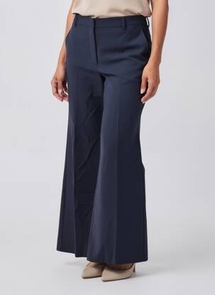 Pantalon flare fermeture zippée sous rabat avec crochet taille haute bleu WEEKEND MAXMARA femme