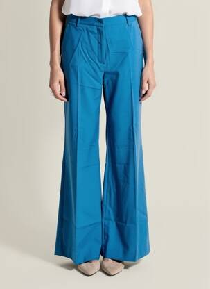 Pantalon flare fermeture zippée sous rabat avec crochet taille haute bleu clair WEEKEND MAXMARA femme