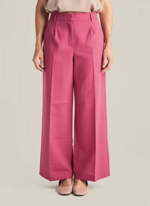 Pantalon large tissage crêpe taille haute rose WEEKEND MAXMARA femme