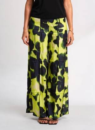 Pantalon large fermeture zip latéral taille haute jaune PIER ANTONIO GASPARI femme
