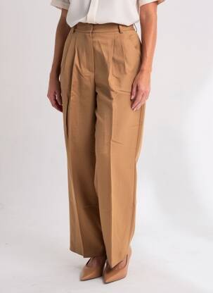 Pantalon droit taille à pinces taille haute marron WEEKEND MAXMARA femme
