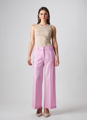 Pantalon flare fermeture zippée sous rabat avec crochet taille haute rose WEEKEND MAXMARA femme