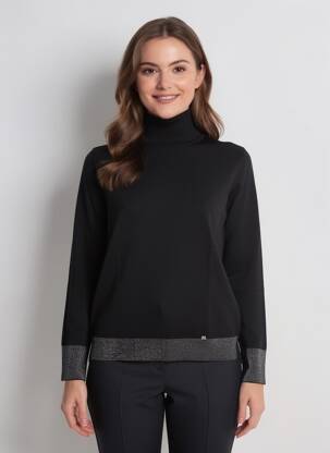 Pull col roulé stretch manches longues noir GAUDI femme