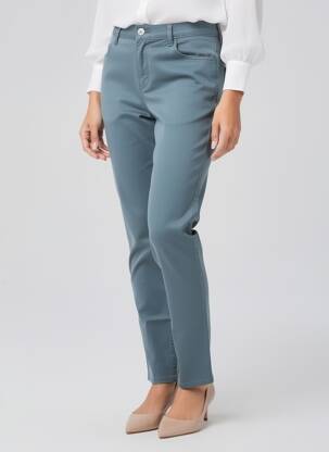Pantalon slim tissage popeline taille normale bleu KANOPE femme