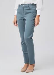 Pantalon slim tissage popeline taille normale bleu KANOPE femme