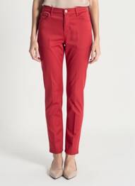 Pantalon slim tissage popeline taille normale rouge KANOPE femme