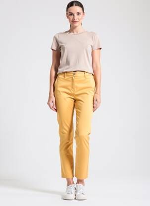 Pantalon slim tissage popeline taille normale jaune KANOPE femme