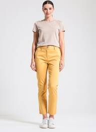 Pantalon slim tissage popeline taille normale jaune KANOPE femme