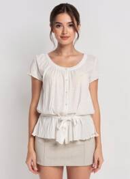 Top stretch manches courtes beige SCHOOL RAG femme