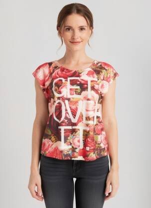 T-shirt stretch manches courtes rouge MOLLY BRACKEN femme