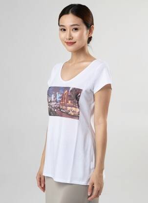 T-shirt imprimé fantaisie manches courtes blanc TRUE LEGEND femme