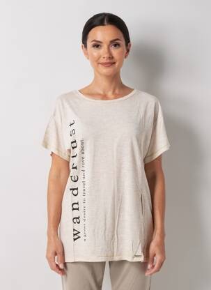 T-shirt coupe droite manches courtes beige COQUELICOT femme