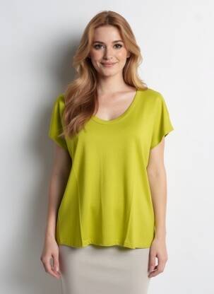 T-shirt coupe droite manches courtes vert STREET ONE femme