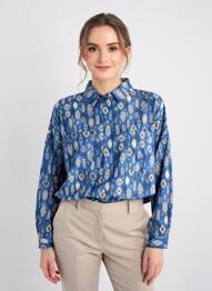 Chemisier tissage crêpe manches longues bleu MOLLY BRACKEN femme