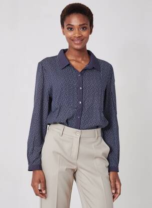 Chemisier coupe cintrée manches longues bleu MOLLY BRACKEN femme