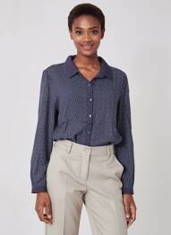 Chemisier coupe cintrée manches longues bleu MOLLY BRACKEN femme