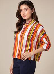 Chemisier coupe droite manches courtes rouge LEE femme