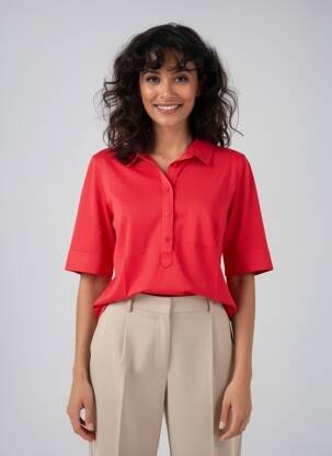 Polo stretch manches courtes rouge STREET ONE femme