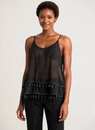 Top tissage crêpe fines bretelles noir MOLLY BRACKEN femme