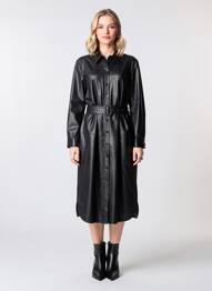 Robe mi-longue manches longues manches longues noir AUREL femme