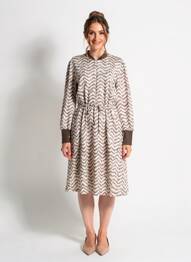 Robe mi-longue manches longues manches longues beige K-DESIGN femme