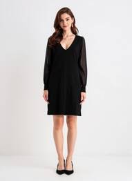 Robe pull col v manches longues noir FREEMAN T.PORTER femme