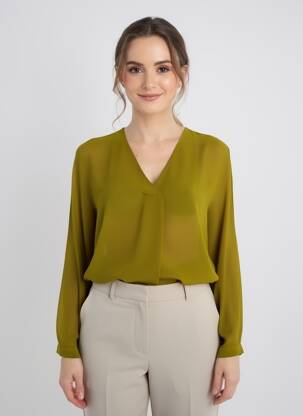 Blouse légère et transparente manches longues vert KOCCA femme