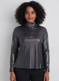 Top coupe cintrée manches longues argent TUZZI femme