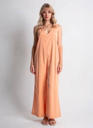 Combi-pantalon fines bretelles fines bretelles orange CAFE NOIR femme