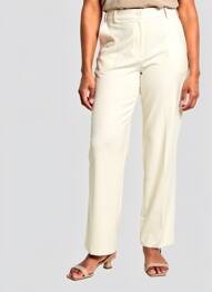Pantalon droit taille haute taille haute beige K-DESIGN femme