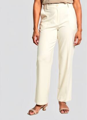 Pantalon droit taille haute taille haute beige K-DESIGN femme