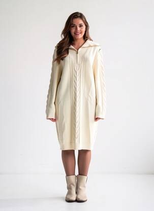 Robe pull stretch manches longues beige KAPORAL femme
