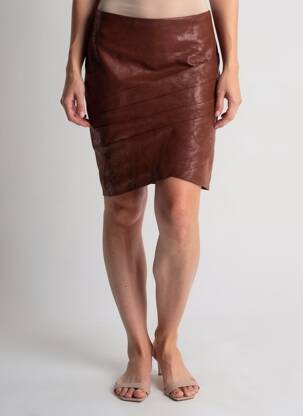 Jupe mi-longue taille normale marron GUESS femme