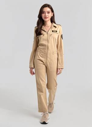 Combi-pantalon col chemisier manches longues beige SCHOTT femme